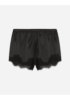 Dolce & Gabbana Satin Lingerie Shorts With Lace Detailing - Woman Underwear Black 4
