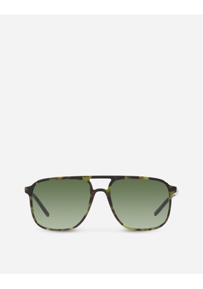 Dolce & Gabbana Thin Profile Sunglasses - Man Sunglasses Green Havana Onesize