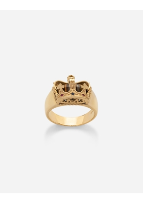 Dolce & Gabbana Crown Yellow Gold Ring With Iron Eye On The Inside - Man Rings Gold 62