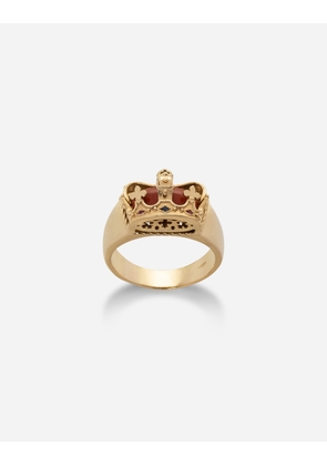 Dolce & Gabbana Crown Yellow Gold Ring With Red Jasper On The Inside - Man Rings Gold 62