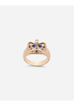 Dolce & Gabbana Crown Yellow Gold Ring With Lapislazzuli On The Inside - Man Rings Gold 58