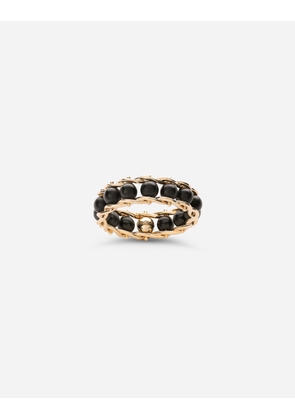 Dolce & Gabbana Tradition Yellow Gold Rosary Band Ring With Black Jades - Man Rings Gold 64