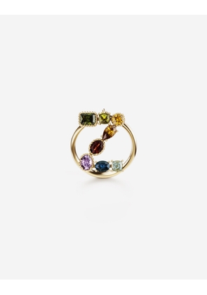 Dolce & Gabbana Rainbow Alphabet Z Ring In Yellow Gold With Multicolor Fine Gems - Woman Rings Gold 46