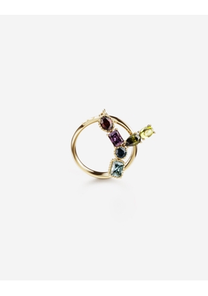 Dolce & Gabbana Rainbow Alphabet Y Ring In Yellow Gold With Multicolor Fine Gems - Woman Rings Gold 52