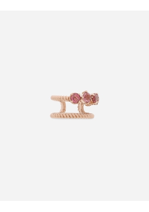 Dolce & Gabbana Single Earring Double Earcuff In Red Gold 18k With Pink Tourmalines - Woman Earrings Red Gold Onesize