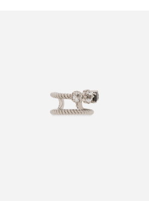 Dolce & Gabbana Single Earring Double Earcuff In White Gold 18k With Colourless Topazes And Black Spinels - Woman Earrings White Acetate Onesize