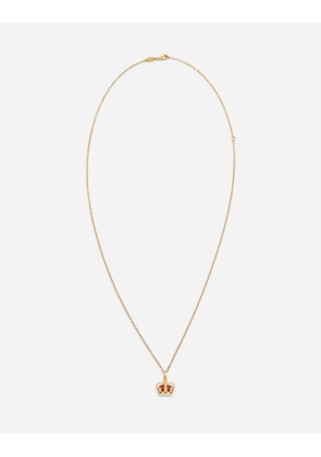 Dolce & Gabbana Crown Yellow Gold Crown Pendant With Red Jasper On The Inside - Man Necklaces Gold Onesize