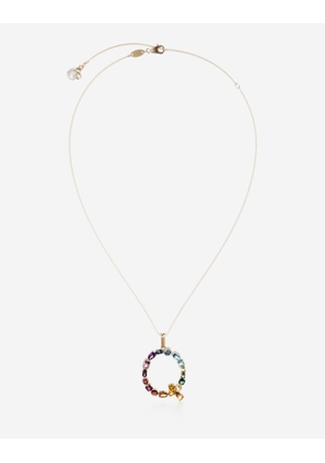 Dolce & Gabbana Rainbow Alphabet Q Pendant In Yellow Gold With Multicolor Fine Gems - Woman Necklaces Gold Onesize