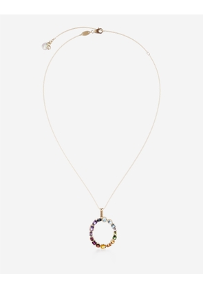 Dolce & Gabbana Rainbow Alphabet O Pendant In Yellow Gold With Multicolor Fine Gems - Woman Necklaces Gold Onesize
