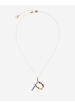 Dolce & Gabbana Rainbow Alphabet P Pendant In Yellow Gold With Multicolor Fine Gems - Woman Necklaces Gold Onesize