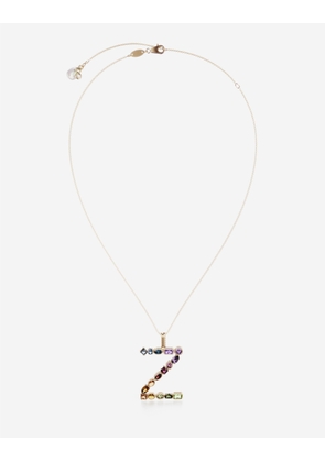 Dolce & Gabbana Rainbow Alphabet Z Pendant In Yellow Gold With Multicolor Fine Gems - Woman Necklaces Gold Onesize