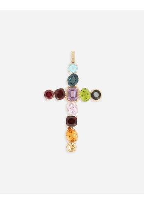 Dolce & Gabbana Rainbow Charm In Yellow Gold 18kt With Multicolor Stones - Woman Necklaces Gold Gold Onesize