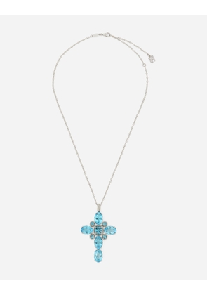 Dolce & Gabbana Anna Pendant In White Gold 18kt With 'swiss' Light Blue Topazes - Woman Necklaces White Gold Onesize