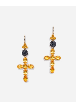 Dolce & Gabbana Family Yellow Gold Earrings With Yellow Sapphires - Woman Earrings Gold Onesize