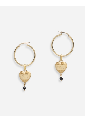 Dolce & Gabbana Hoop Earrings With Heart Pendant - Woman Earrings Gold Metal Onesize