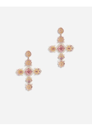 Dolce & Gabbana Pizzo Earrings In Yellow 18kt Gold With Pink Tourmalines - Woman Earrings Gold Onesize