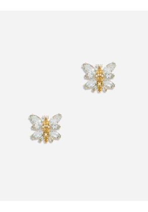 Dolce & Gabbana Spring Earrings In Yellow 18kt Gold With Aquamarine Butterfly - Woman Earrings Gold Onesize