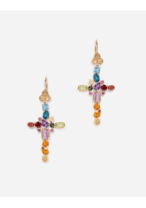 Dolce & Gabbana Rainbow Alphabet Earring In Yellow Gold With Multicolor Fine Gems - Woman Earrings White Gold Onesize