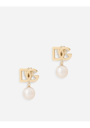 Dolce & Gabbana Logo Earrings In Yellow 18kt Gold With Pearls - Woman Earrings Gold Onesize