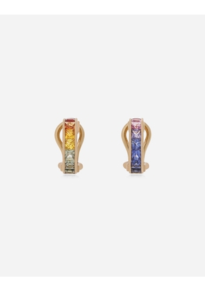 Dolce & Gabbana Rainbow Earrings In Yellow Gold 18kt With Multicolor Sapphires And Diamonds - Woman Earrings Gold Gold Onesize