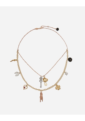 Dolce & Gabbana Yellow, White And Red Gold Good Luck Necklace With Black And Ruby Jade Details - Woman Necklaces Gold Metal Onesize