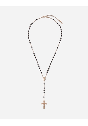 Dolce & Gabbana Yellow Gold Devotion Rosary Necklace With Black Jade Spheres - Woman Necklaces Gold Onesize