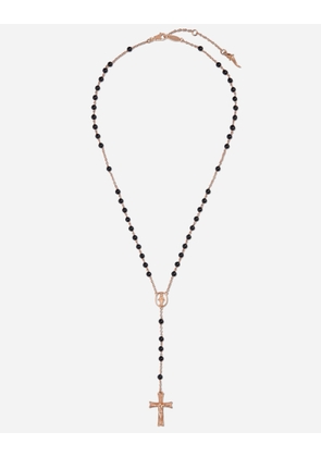 Dolce & Gabbana Red Gold Devotion Rosary Necklace With Black Jade Spheres - Woman Necklaces Red Onesize
