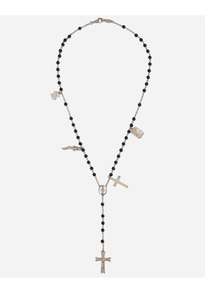 Dolce & Gabbana White Gold Sicily Rosary Necklace With Black Jade Spheres - Woman Necklaces White Gold Onesize