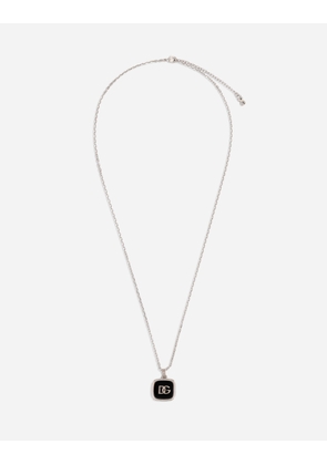 Dolce & Gabbana Necklace With Enameled Dg Logo Pendant - Man Bijoux Silver Metal S