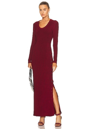 ALAÏA Shiny Rib Dress in Bordeaux - Burgundy. Size 34 (also in 36, 38, 46).