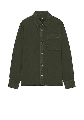 A.P.C. Basile Brodee Poitrine Shirt in Green - Green. Size S (also in ).
