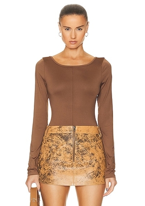 AGOLDE Paulette Bodysuit in Beeswax - Brown. Size L (also in M, S, XL, XS).