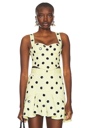 AREA Polka Dot Bustier in Cream Yellow - Yellow. Size 2 (also in 0, 6).