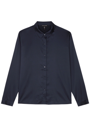 Eileen Fisher Stretch-silk Shirt - Dark Blue - XS (UK 6-8 / XS)