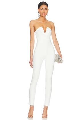 superdown Madi Strapless Jumpsuit in White. Size S.