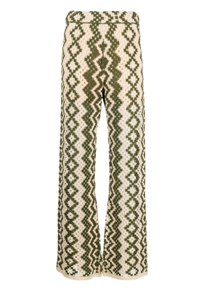 SANDRO crochet-knit straight-leg trousers - Green