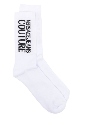 Versace Jeans Couture logo-intarsia cotton socks - White