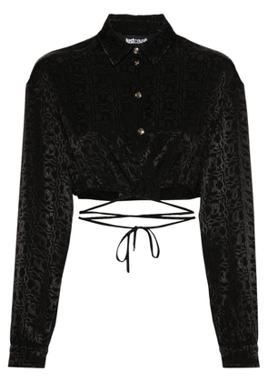 Just Cavalli monogram jacquard cropped blouse - Black