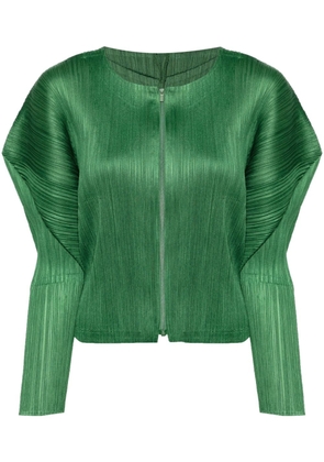 Pleats Please Issey Miyake February pinched-shoulder pleated jacket - Green