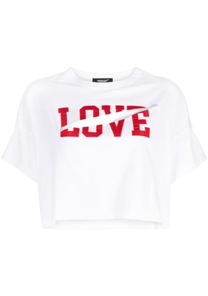 Undercover slogan-print cut-out T-shirt - White