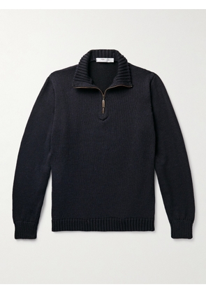 Inis Meáin - Alpaca, Merino Wool, Cashmere and Silk-Blend Half-Zip Sweater - Men - Blue - S