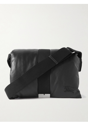 Burberry - Logo-Embroidered Padded Leather Messenger Bag - Men - Black