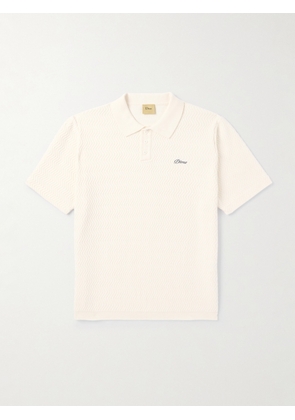 DIME - Logo-Embroidered Textured-Knit Cotton Polo Shirt - Men - Neutrals - S