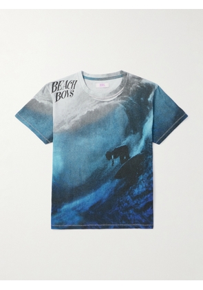 ERL - Beach Boys Distressed Printed Cotton-Jersey T-Shirt - Men - Blue - XS