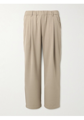 DIME - Straight-Leg Pleated Logo-Embroidered Twill Trousers - Men - Neutrals - S