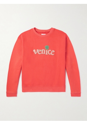 ERL - Appliquéd Cotton-Jersey Sweatshirt - Men - Red - XS