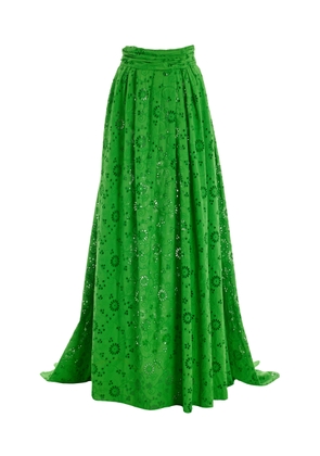 Carolina Herrera - Embroidered Cotton Maxi Skirt - Green - US 6 - Moda Operandi