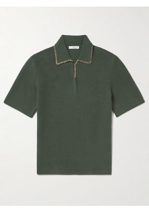 Mr P. - Embroidered Cotton Polo Shirt - Men - Green - XS