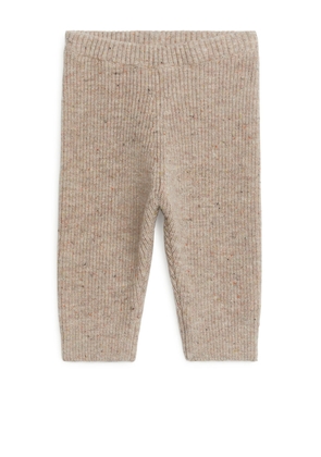 Knitted Wool Trousers - Beige