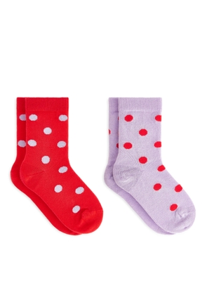 Jacquard Socks, 2 Pairs - Purple